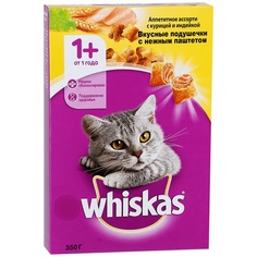 Сухой корм для кошек Whiskas Вкусные подушечки, курица, утка и индейка, 0,35кг