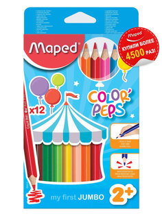 Карандаши цветные COLORPEPS MAXI треугольные 12 цветов MAPED