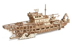 Механическая деревянная сборная модель Wood Trick Исследовательская Яхта 1234-87
