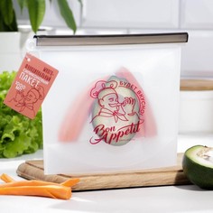 Силиконовый пакет-контейнер для еды "Будет вкусно", 1000 мл 6255232 Вселенная порядка