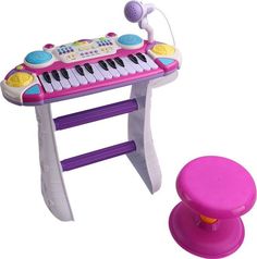 Детское пианино со стулом и микрофоном Kari BT498536