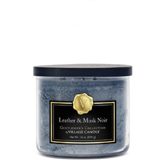 Ароматическая свеча Village Candle "Leather & Musk Noir", чаша, средняя