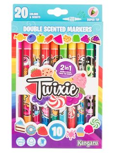 Фломастеры Kangaru toys Ароматизированные тонкие двусторонн Twixie Super Tip смываем 10шт