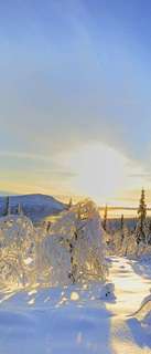 Самоклеющиеся фотообои "Зимний пейзаж, Швеция", 90x210 см, эффект отраженный Фотообои.РФ