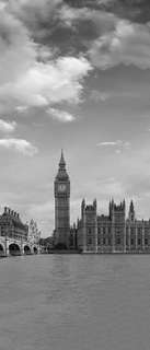 Самоклеющиеся фотообои "Westminster Bridge, London", 90x210 см, эффект черно-белый Фотообои.РФ