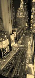 Самоклеющиеся фотообои "Ночной Манхэттен с высоты", 90x200 см, эффект сепия, отраженный Фотообои.РФ