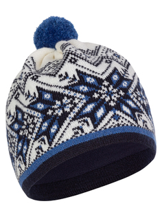 Шапка бини унисекс Scandica 97-10FPM белая/синяя р.56-58