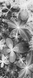 Самоклеющиеся фотообои "Оранжевые и золотые цветы", 90x210 см, эффект черно-белый Фотообои.РФ