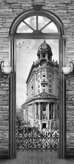 Самоклеющиеся фотообои "Выход на балкон", 90x200 см, эффект черно-белый Фотообои.РФ