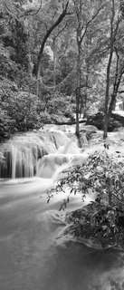 Самоклеющиеся фотообои "Водопад в Тайланде", 90x210 см, эффект черно-белый, отраженный Фотообои.РФ
