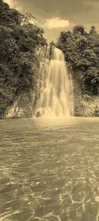 Самоклеющиеся фотообои "Водопад в лесу", размер: 90x200 см, эффект: сепия, отраженный Фотообои.РФ