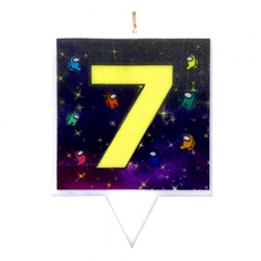 Свеча для торта Simparty Among us В космосе Цифра 7, Simparty128