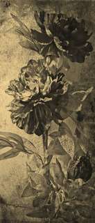 Самоклеющиеся фотообои "Пионы винтаж", 90x210 см, эффект сепия, отраженный Фотообои.РФ