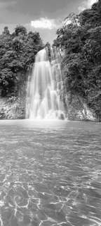 Самоклеющиеся фотообои "Водопад в лесу", размер: 90x200 см, эффект: черно-белый Фотообои.РФ