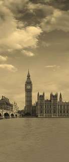 Самоклеющиеся фотообои "Westminster Bridge, London", 90x210 см, эффект сепия, отраженный Фотообои.РФ