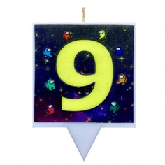 Свеча для торта Simparty Among us В космосе Цифра 9, Simparty130