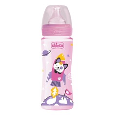 Бутылочка Chicco Well-Being Girl 4мес.+, сил.соска быстр.поток, РР, 330мл NEW 340728586