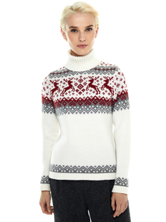 Свитер женский Scandica Deers белый/красный 42/176