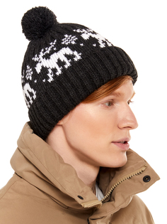 Шапка бини унисекс Scandica Moose черная/белая ONE SIZE
