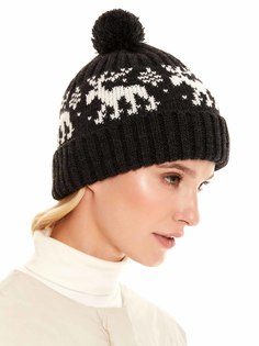 Шапка бини унисекс Scandica Moose черная/белая, one size