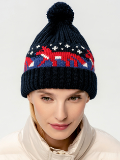 Шапка бини унисекс Scandica Foxes синяя/красная, one size