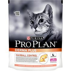 Сухой корм для кошек PRO PLAN Derma Plus Hairball Control, лосось, 0,4кг