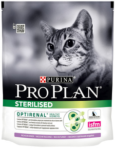 Сухой корм для кошек PRO PLAN Sterilised Optirenal, для стерилизованных, индейка, 0,4кг