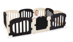 Большой детский манеж Ifam Natural с калиткой, черный, бежевый