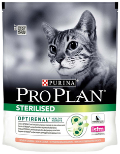Сухой корм для кошек PRO PLAN Sterilised Optirenal, для стерилизованных, лосось, 0,4кг