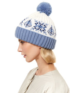 Шапка бини женская Scandica Sandra белая/серо-голубая One Size