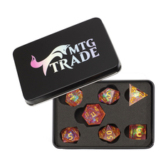 Набор острых акриловых кубиков mtgtrade розовый с золотыми цифрами