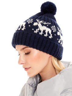 Шапка бини женская Scandica Moose темно-синяя ONE SIZE