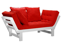 Прямой диван Свен Бук, Белая эмаль, Красный, вельвет АндерСон