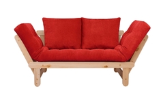 Прямой диван Сламбер Красный, вельвет, Сосна натуральная АндерСон