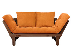 Прямой диван Сламбер Оранжевый, вельвет, Орех АндерСон