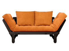 Прямой диван Сламбер Оранжевый, вельвет, Венге АндерСон