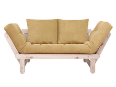 Прямой диван Сламбер Бежевый, вельвет, Дуб беленый АндерСон