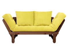 Прямой диван Сламбер Лимонный, вельвет, Орех АндерСон