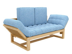 Прямой диван Балтик Сосна натуральная, Синий, рогожка АндерСон