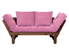 Прямой диван Сламбер Розовый, вельвет, Орех АндерСон