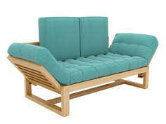 Прямой диван Балтик Сосна натуральная, Морская волна, рогожка АндерСон