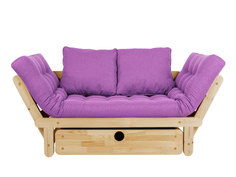 Прямой диван Сламбер Бокс Сосна натуральная, Фиолетовый, рогожка АндерСон