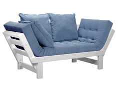 Прямой диван Свен Бук, Белая эмаль, Голубой, вельвет АндерСон