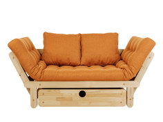 Прямой диван Сламбер Бокс Сосна натуральная, Оранжевый, рогожка АндерСон