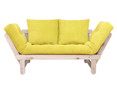 Прямой диван Сламбер Лимонный, вельвет, Дуб беленый АндерСон