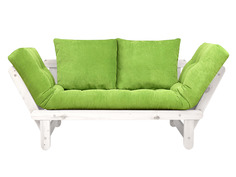 Прямой диван Сламбер Салатовый, вельвет, Белая эмаль АндерСон