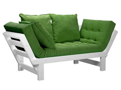 Прямой диван Свен Бук, Белая эмаль, Зеленый, вельвет АндерСон