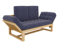 Прямой диван Балтик Сосна натуральная, Темно-синий, рогожка АндерСон