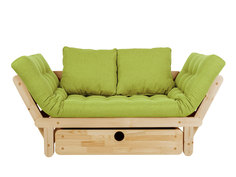 Прямой диван Сламбер Бокс Сосна натуральная, Салатовый, рогожка АндерСон