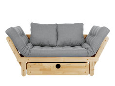 Прямой диван Сламбер Бокс Сосна натуральная, Серый, рогожка АндерСон